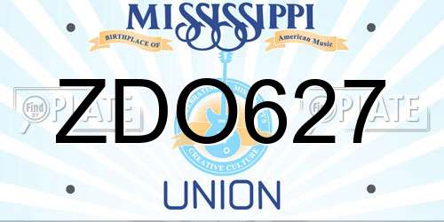 ZDO627 Mississippi License Plate