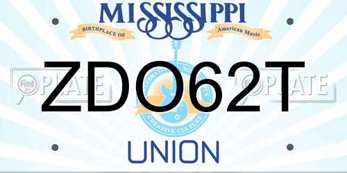 ZDO62T Mississippi License Plate