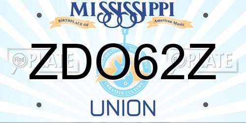 ZDO62Z Mississippi License Plate