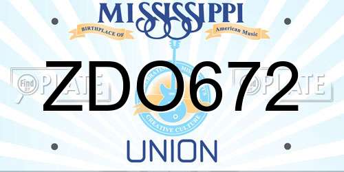 ZDO672 Mississippi License Plate