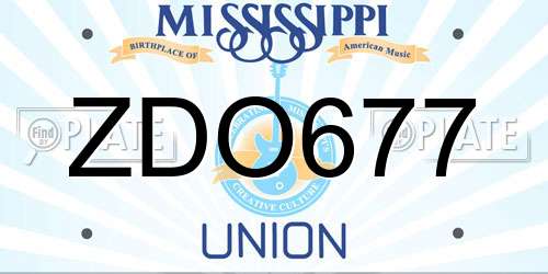 ZDO677 Mississippi License Plate