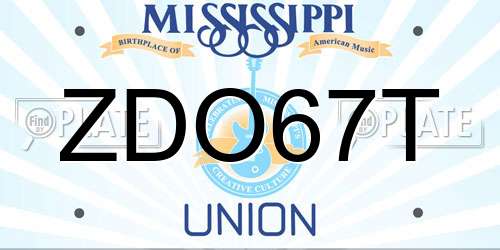 ZDO67T Mississippi License Plate