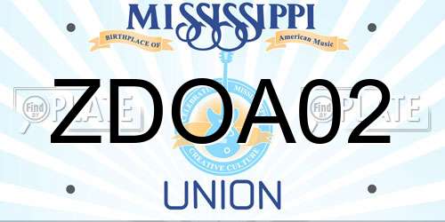 ZDOA02 Mississippi License Plate