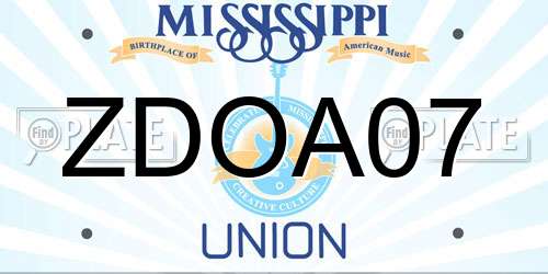 ZDOA07 Mississippi License Plate