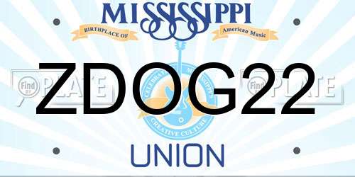 ZDOG22 Mississippi License Plate