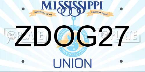 ZDOG27 Mississippi License Plate