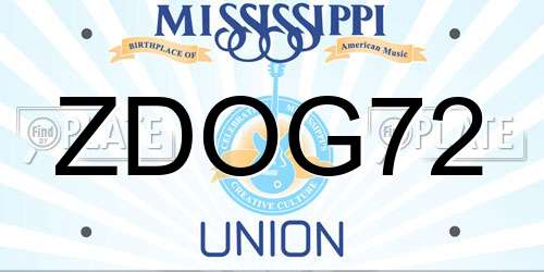 ZDOG72 Mississippi License Plate