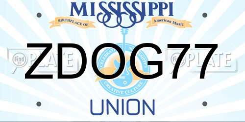ZDOG77 Mississippi License Plate