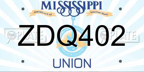ZDQ402 Mississippi License Plate