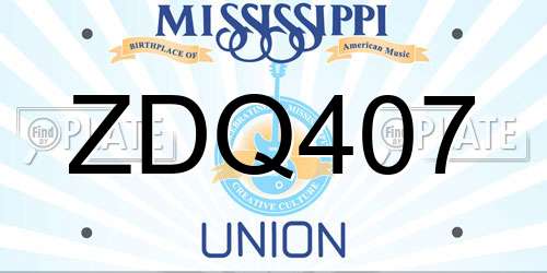 ZDQ407 Mississippi License Plate