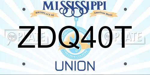 ZDQ40T Mississippi License Plate