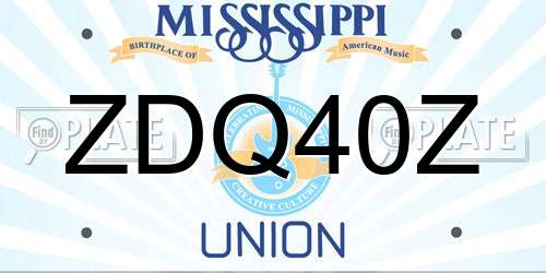 ZDQ40Z Mississippi License Plate