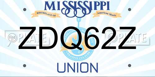 ZDQ62Z Mississippi License Plate