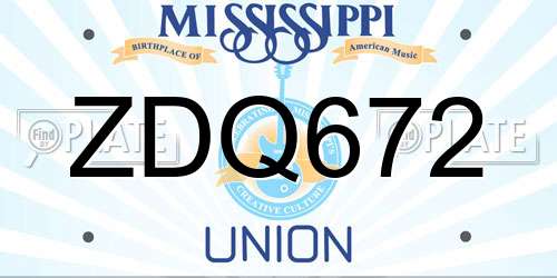 ZDQ672 Mississippi License Plate