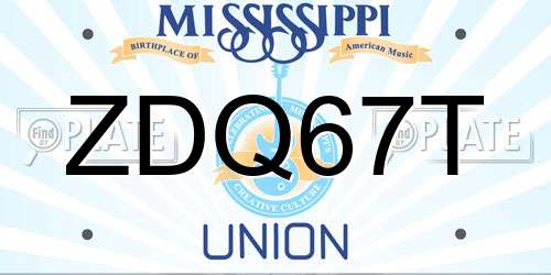 ZDQ67T Mississippi License Plate