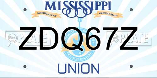 ZDQ67Z Mississippi License Plate