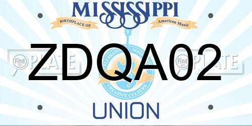 ZDQA02 Mississippi License Plate