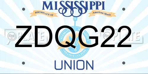 ZDQG22 Mississippi License Plate