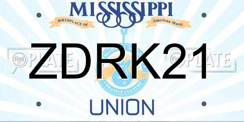 ZDRK21 Mississippi License Plate