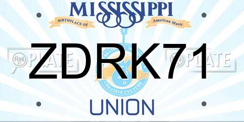 ZDRK71 Mississippi License Plate