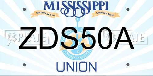 ZDS50A Mississippi License Plate