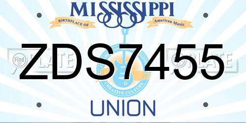 ZDS7455 Mississippi License Plate