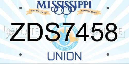 ZDS7458 Mississippi License Plate