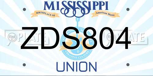 ZDS804 Mississippi License Plate