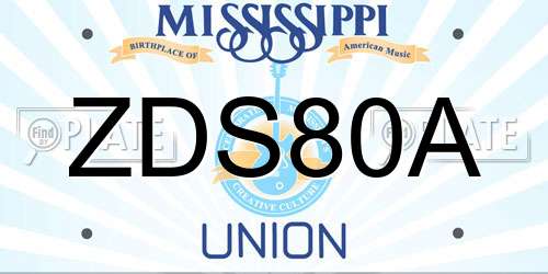 ZDS80A Mississippi License Plate