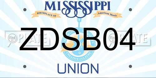 ZDSB04 Mississippi License Plate