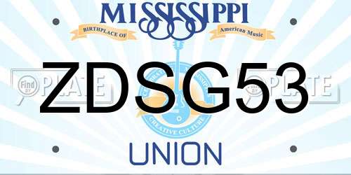 ZDSG53 Mississippi License Plate