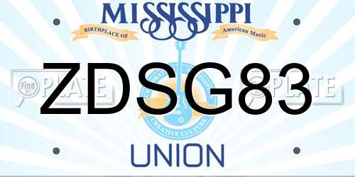ZDSG83 Mississippi License Plate