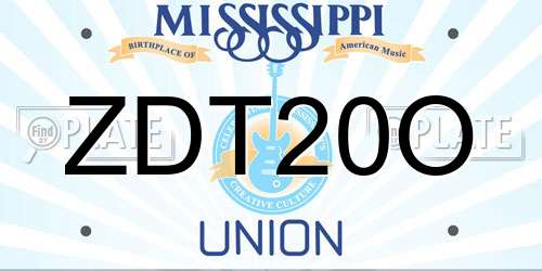 ZDT20O Mississippi License Plate