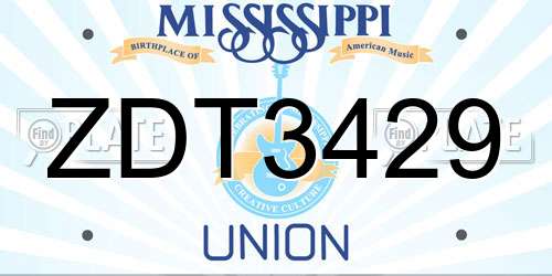ZDT3429 Mississippi License Plate