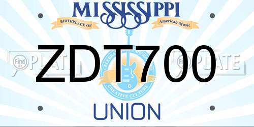 ZDT700 Mississippi License Plate
