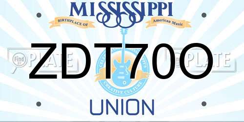 ZDT70O Mississippi License Plate