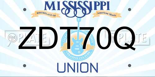 ZDT70Q Mississippi License Plate