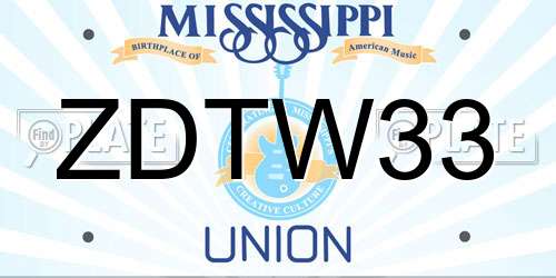 ZDTW33 Mississippi License Plate