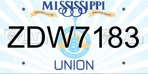 ZDW7183 Mississippi License Plate
