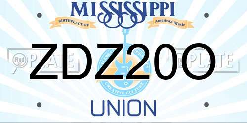 ZDZ20O Mississippi License Plate