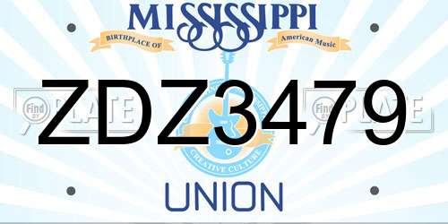 ZDZ3479 Mississippi License Plate