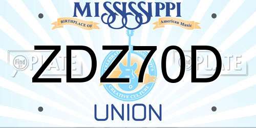 ZDZ70D Mississippi License Plate