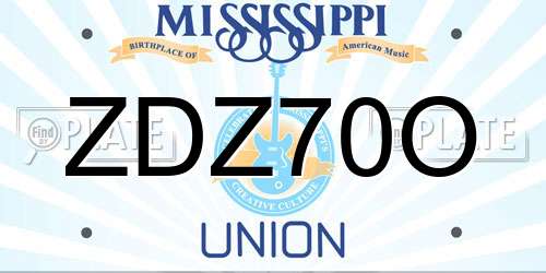 ZDZ70O Mississippi License Plate