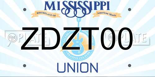 ZDZT00 Mississippi License Plate