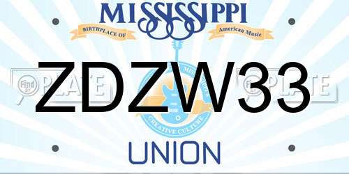 ZDZW33 Mississippi License Plate