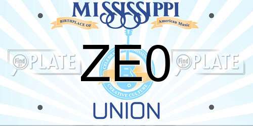 ZE0 Mississippi License Plate