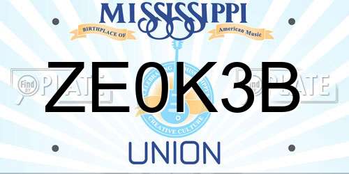 ZE0K3B Mississippi License Plate