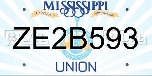 ZE2B593 Mississippi License Plate