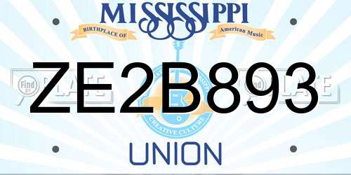 ZE2B893 Mississippi License Plate