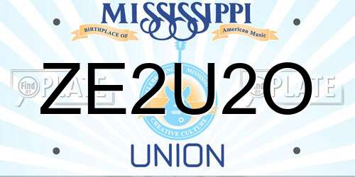 ZE2U2O Mississippi License Plate